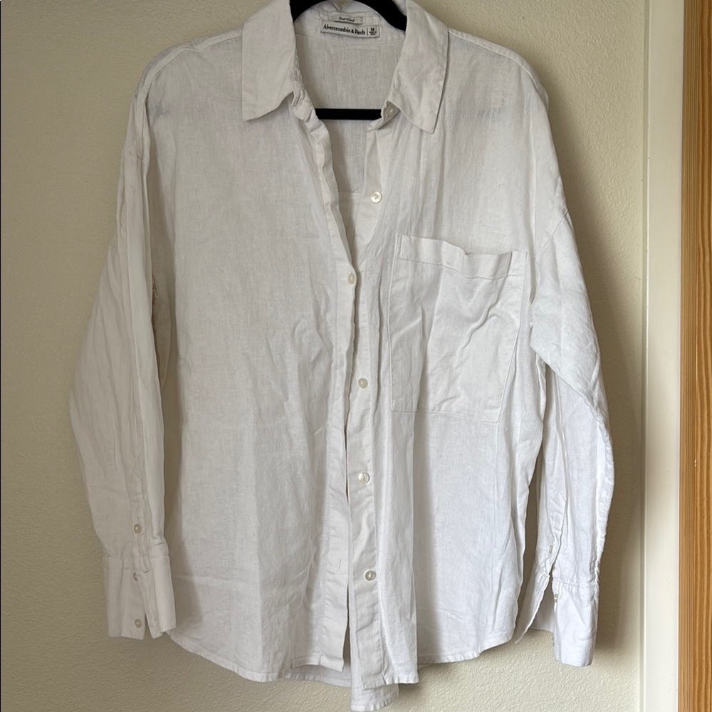 Abercrombie White Linen Button-Down